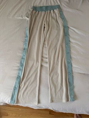 Free People Movement Mesh Pants with Blue Striped Side Buttons